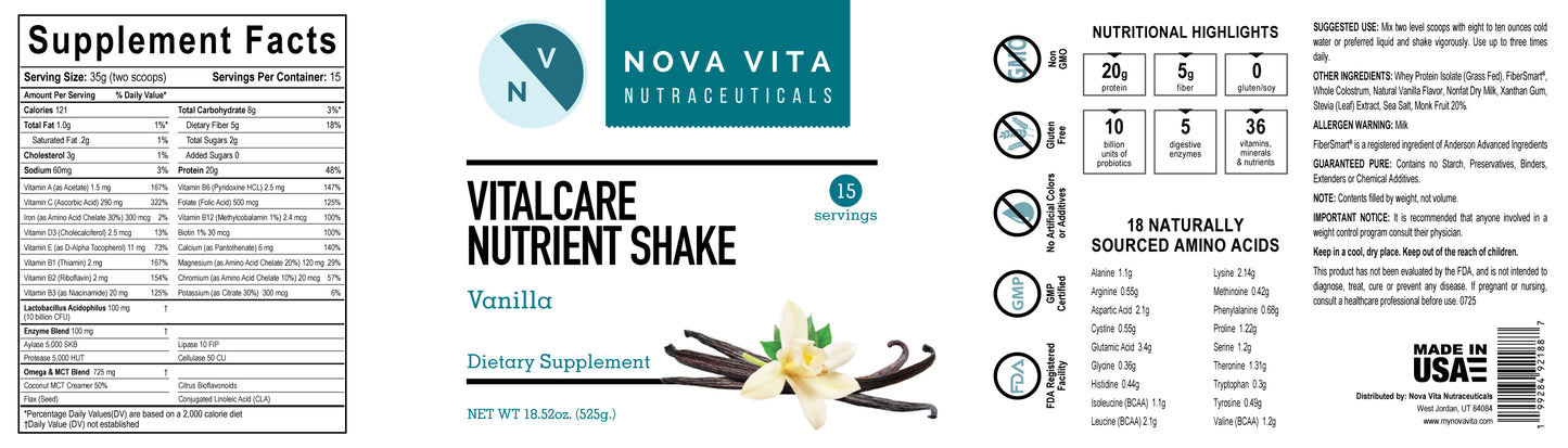 VitalCare Nutrient Shake Vanilla***BACK ORDERED*** Will Ship Nov 15th