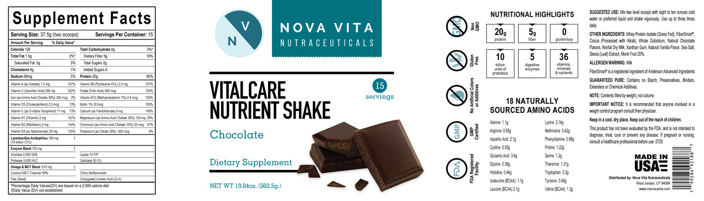 Vitalcare Nutrient Shake Chocolate***Back Ordered** Will Ship Nov 15th